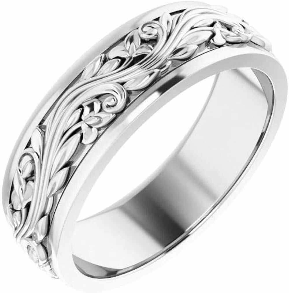 10k White Gold Wedding Ring Scrolled Goldman